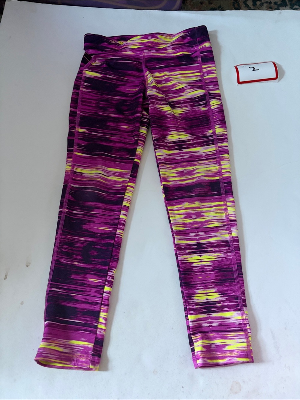 Old Navy Pink, Purple & Yellow Marbled Active Leggings